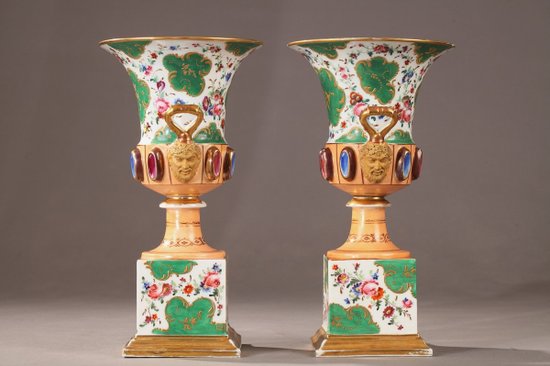 Medici Vases In Porcelain Of The Louis-Philippe Period