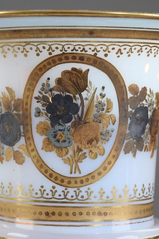 Pair Of Opaline Medici Vases With Desvignes Decoration