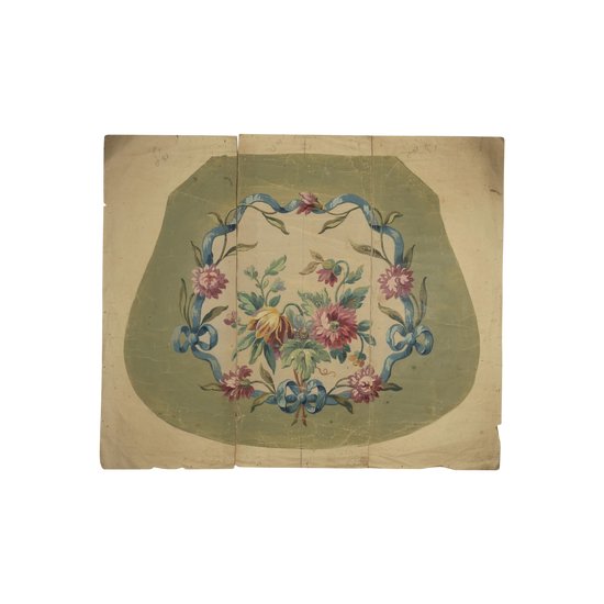 Cartone arazzo Aubusson con medaglione a nastro