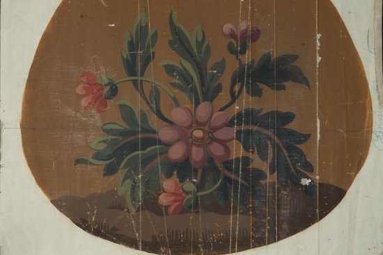 Karton eines Aubusson-Gobelins Sitzende Blume