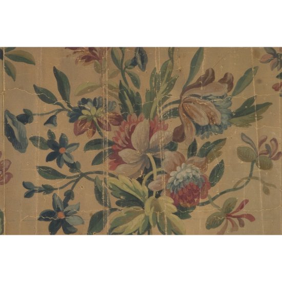 cardboard tapestry of aubusson with flowered motive and ribbon