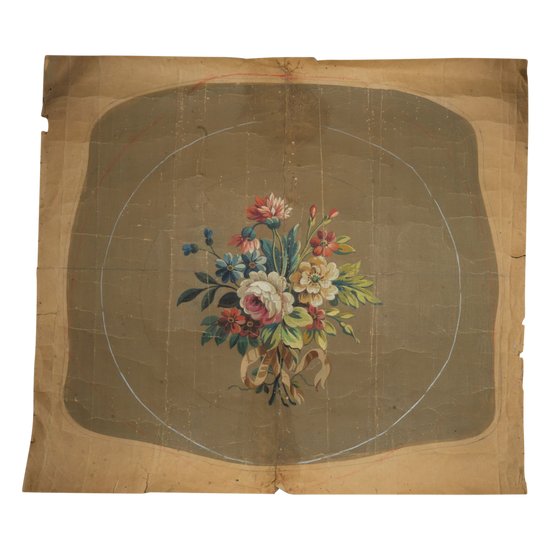 Carton of Aubusson tapestry flowered pattern