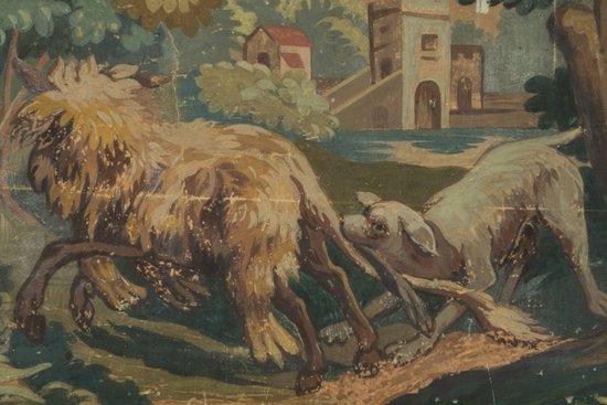 Carton of Aubusson tapestry fable
