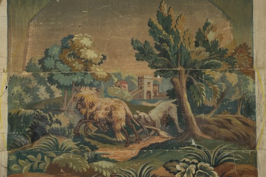 Carton of Aubusson tapestry fable