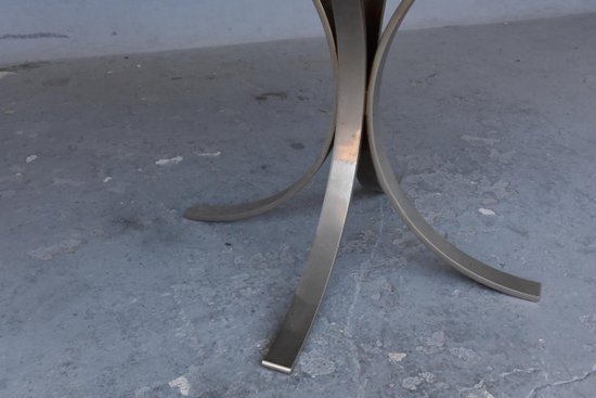 Vintage Table 1970 Brushed Metal And Marble O. Borsani