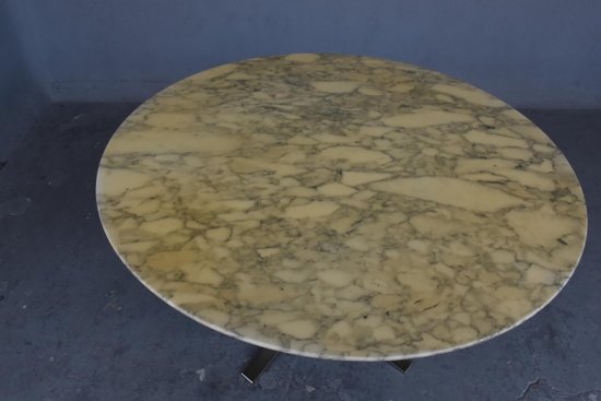Vintage Table 1970 Brushed Metal And Marble O. Borsani