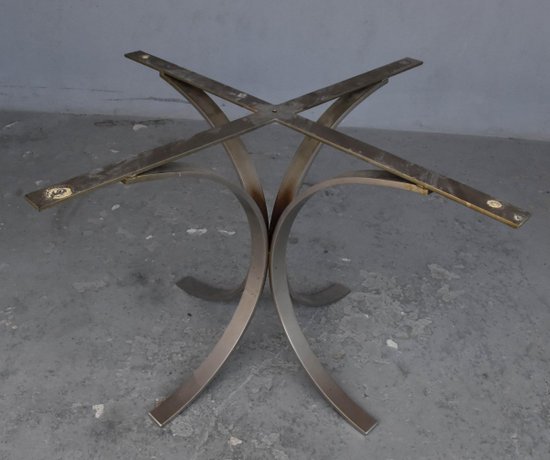 Vintage Table 1970 Brushed Metal And Marble O. Borsani