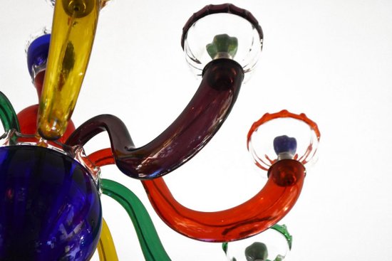             Multicolored Italian Blown Glass Chandelier After Murano