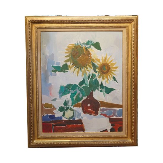 Pierre THERON (1918-2000) "The two sunflowers