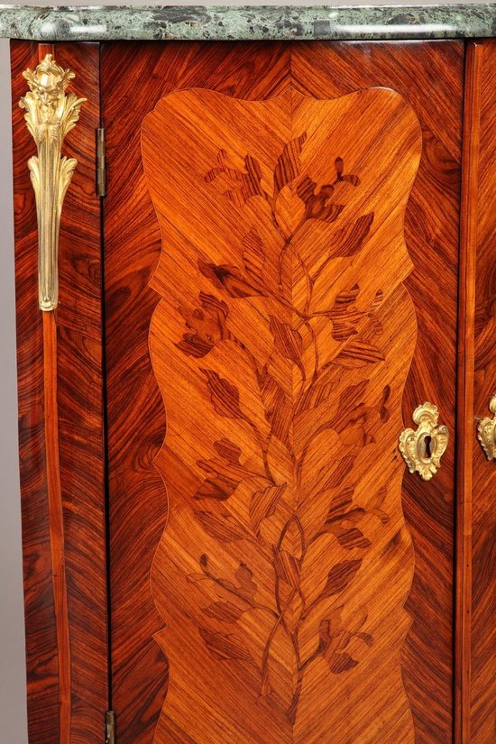 Paire d'Encoignures En Marqueterie De Fleurs d'époque Louis XV
