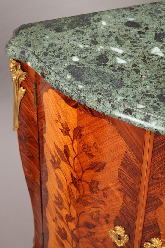 Paire d'Encoignures En Marqueterie De Fleurs d'époque Louis XV