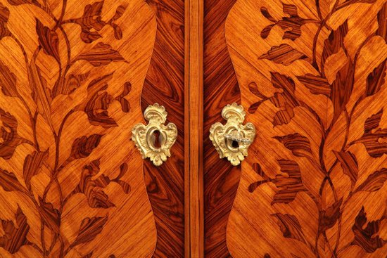 Paire d'Encoignures En Marqueterie De Fleurs d'époque Louis XV