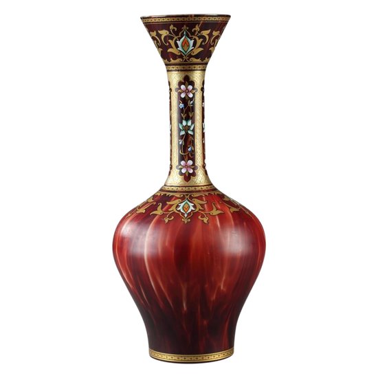 Vase aus Opalglas mit orientalischem Dekor