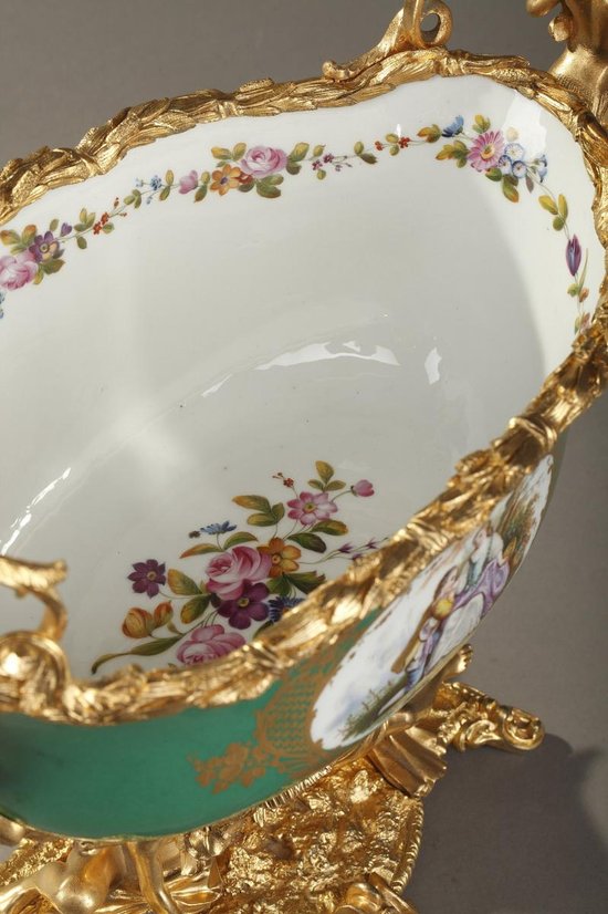 Porcelain And Bronze Planter With Galant Couples
