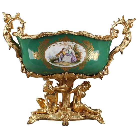 Porcelain And Bronze Planter With Galant Couples