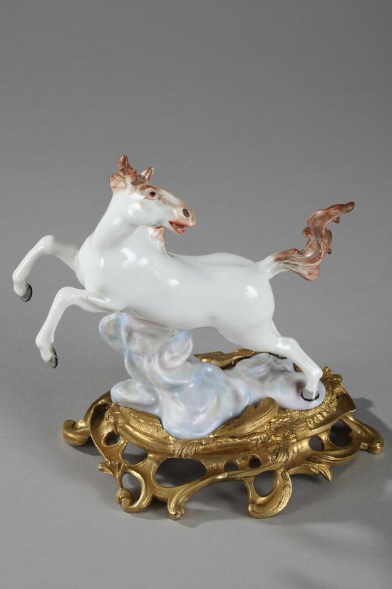 Pair Of Horses In Porcelain Manufacture Samson