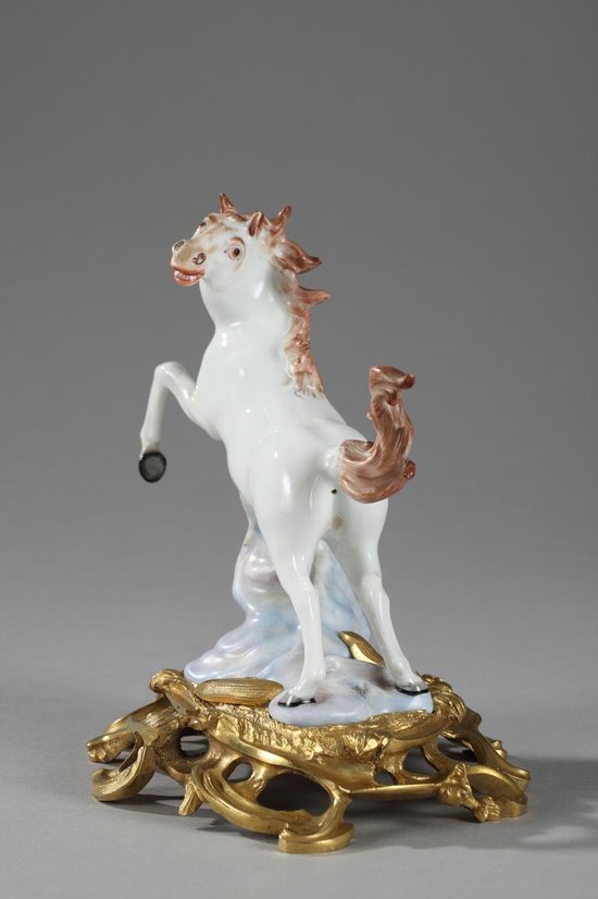 Pair Of Horses In Porcelain Manufacture Samson