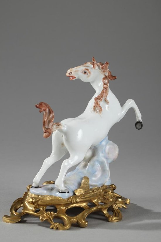 Pair Of Horses In Porcelain Manufacture Samson