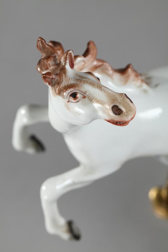 Pair Of Horses In Porcelain Manufacture Samson