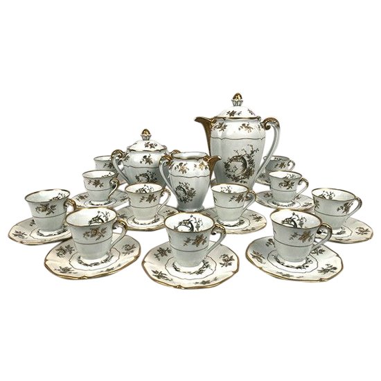 Service à café en porcelaine de Limoges Bonhomme vers 1960