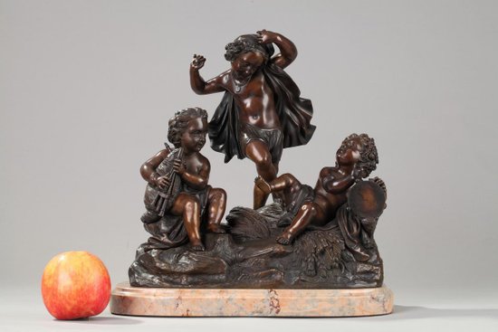Amanti musicanti in bronzo e marmo, XIX secolo