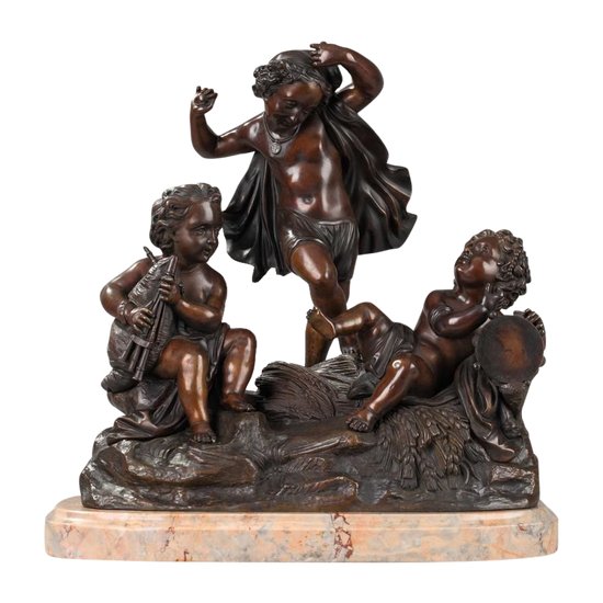 Amanti musicanti in bronzo e marmo, XIX secolo