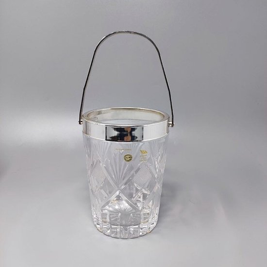1960 Beautiful Cut Crystal Cocktail Shaker with Ice Bucket Made in Italy
