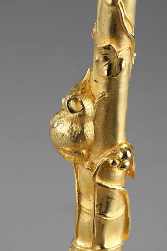 Naturalist Candlesticks In Gilt Bronze In The Taste Of Auguste Cain