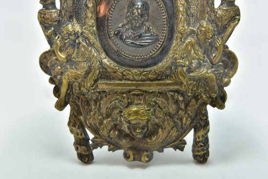 Osculatoire En Bronze Doré Et Argent d'époque Louis XIV            