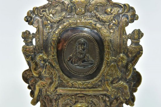 Osculatoire En Bronze Doré Et Argent d'époque Louis XIV            