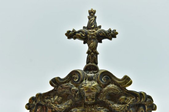 Osculatoire En Bronze Doré Et Argent d'époque Louis XIV            