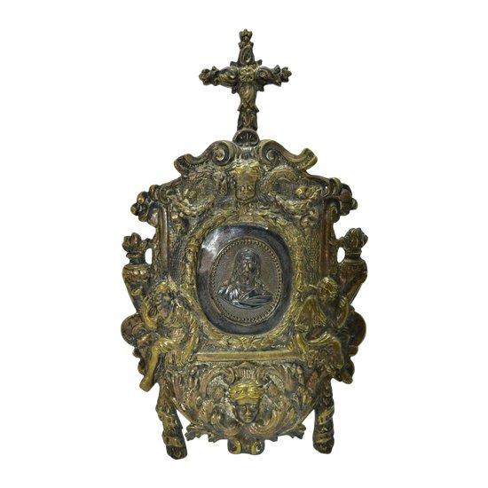 Osculatoire En Bronze Doré Et Argent d'époque Louis XIV            