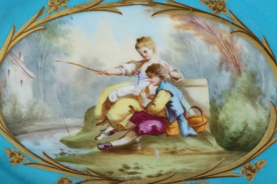 Coupe En Porcelaine Bleue Dans Le Style De Sèvres, XIXe Siècle