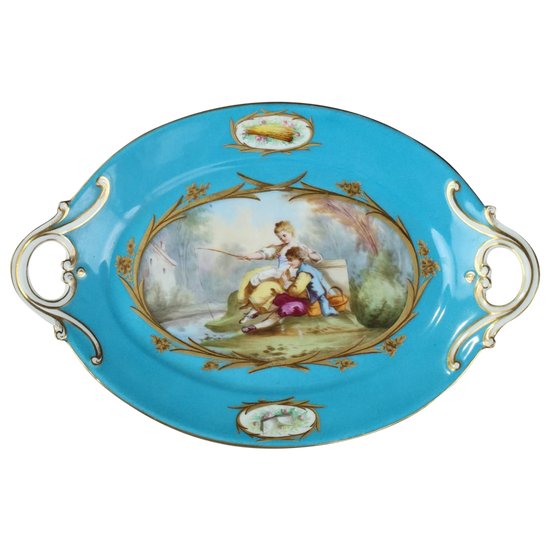 Coupe En Porcelaine Bleue Dans Le Style De Sèvres, XIXe Siècle
