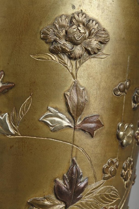 Paire De Lampe à Pétrole Ancienne à Décor d'Oiseaux Et De Fleurs Dans Le Style De Chine