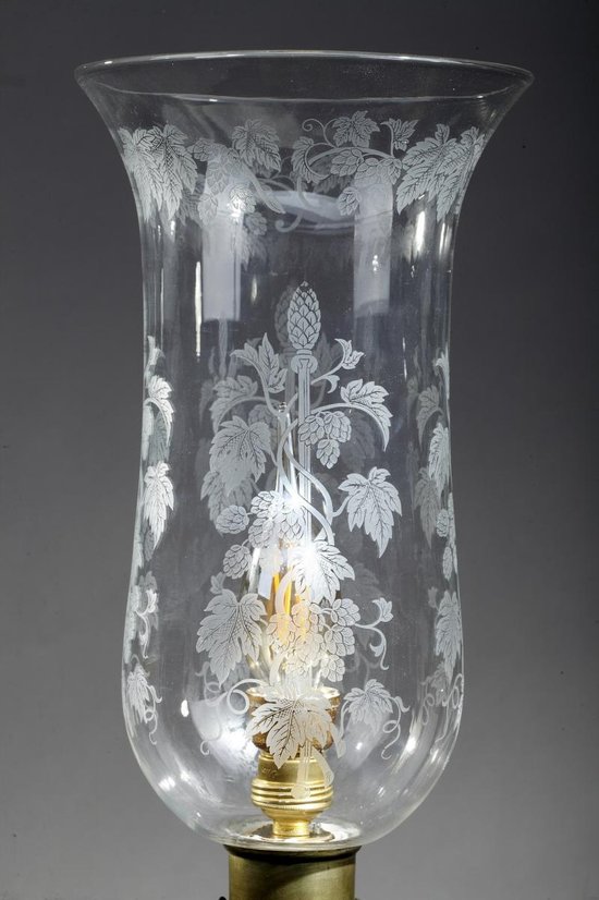 Paire De Lampe à Pétrole Ancienne à Décor d'Oiseaux Et De Fleurs Dans Le Style De Chine