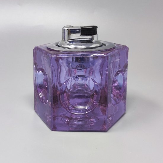 1970 Superbe ensemble à fumer violet d'Antonio Imperatore en verre de Murano. Fabriqué en Italie