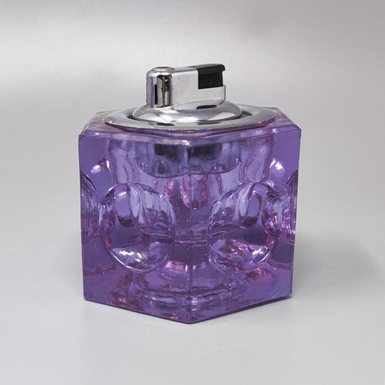 1970 Superbe ensemble à fumer violet d'Antonio Imperatore en verre de Murano. Fabriqué en Italie