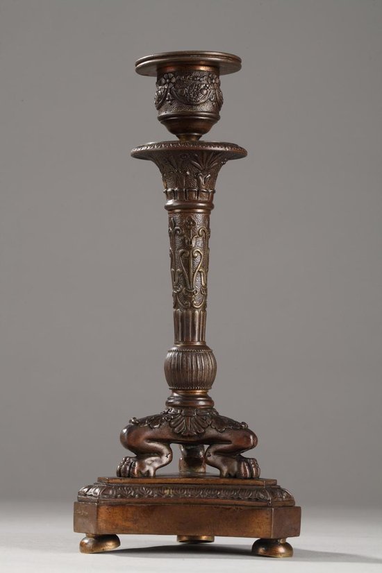 Pair Of Restoration Period Tripod Candlesticks