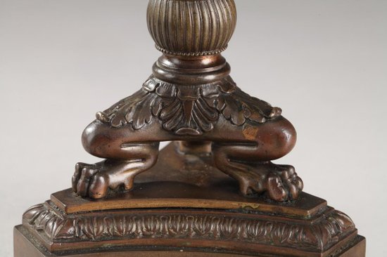 Pair Of Restoration Period Tripod Candlesticks