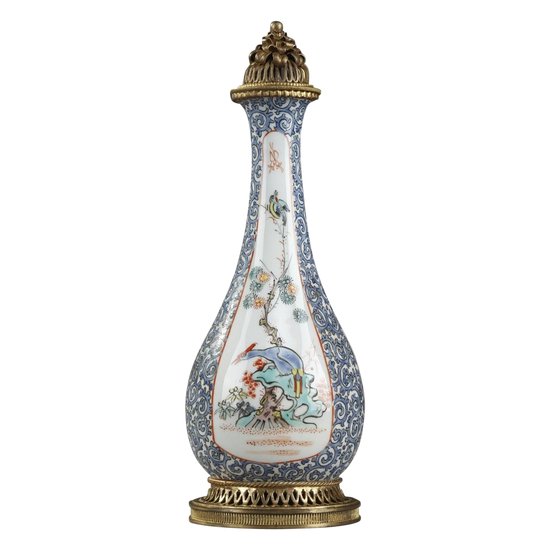 Flacon De Parfum Ancien: Fiole à Opium En Porcelaine Et émail, Manufacture Samson