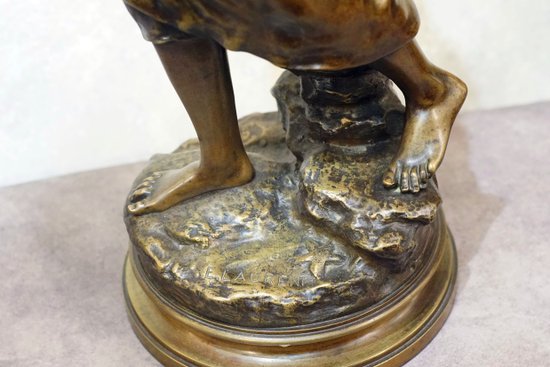 Eugène LAURENT (1832-1898) "Pescatrice" Bronzo.
