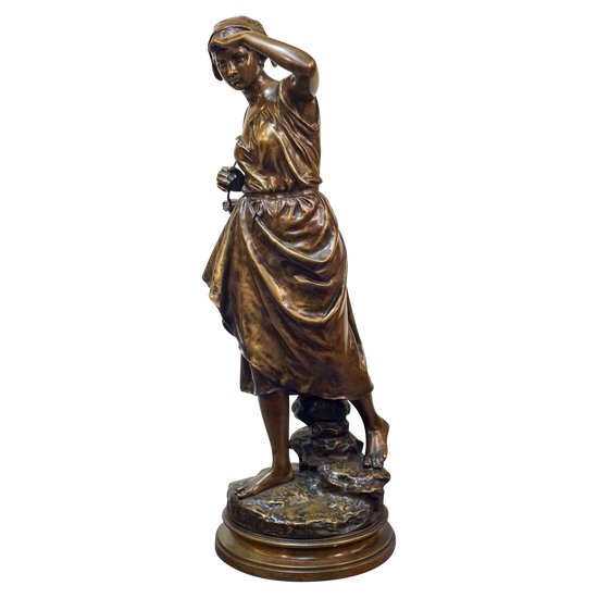 Eugène LAURENT (1832-1898) "Fisherwoman" Bronze.