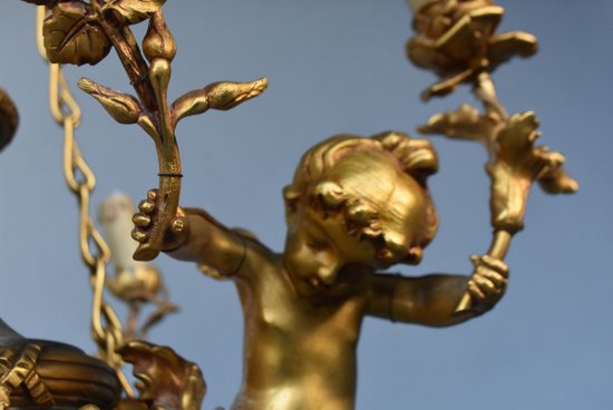             Napoleon III Gilt Bronze Babies Chandelier