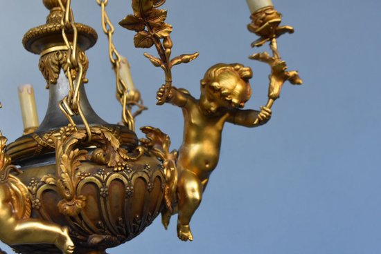             Napoleon III Gilt Bronze Babies Chandelier