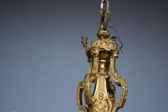             Magnificent Louis XIV Chandelier Napoleon III In Gilt Bronze Heads