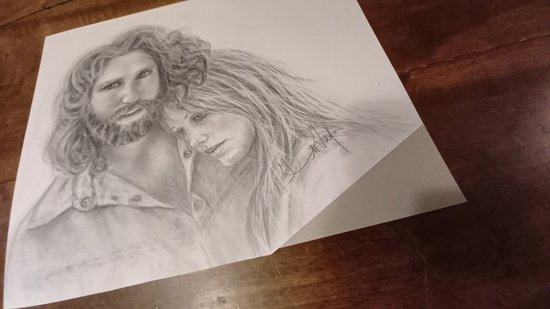 Dessin Mine de plomb /Jim Morrison/ Pamela Courson