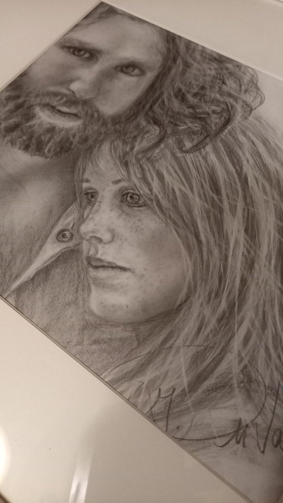 Dessin Mine de plomb /Jim Morrison/ Pamela Courson