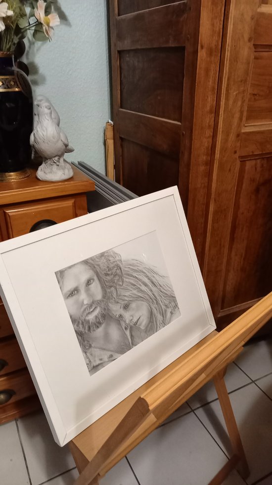 Dessin Mine de plomb /Jim Morrison/ Pamela Courson
