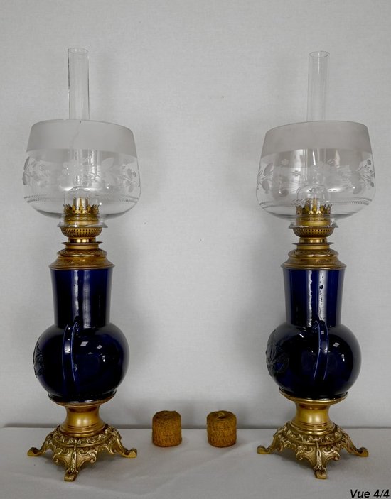 Coppia di lampade a olio in terracotta - Inizio XX secolo